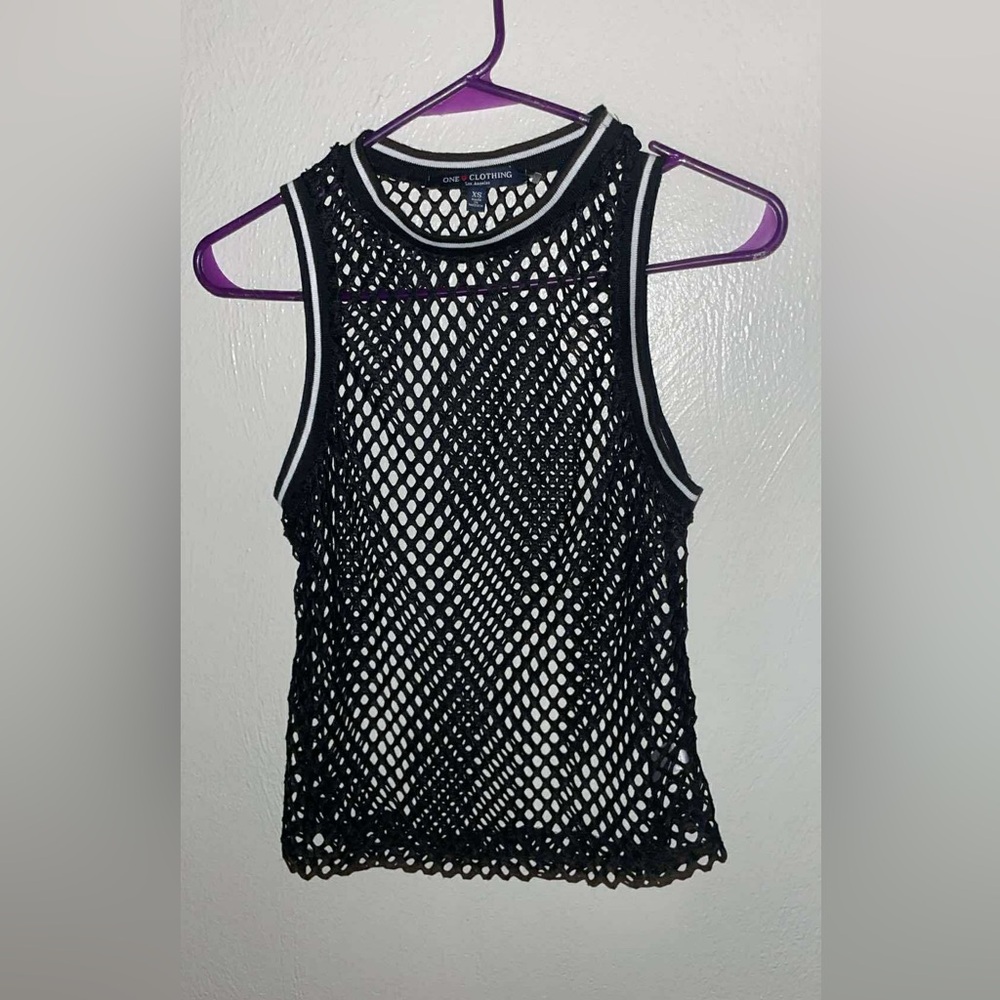One Clothing Black Mesh Tank Top